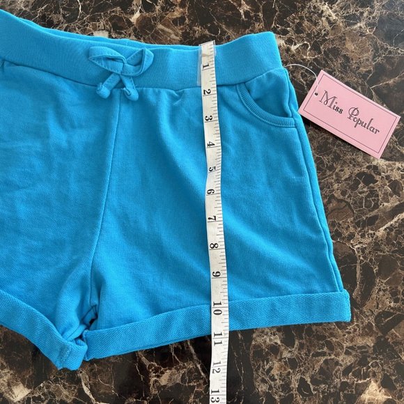 Miss Popular Girls Youth Blue Shorts Folded Hem Two Side Pockets Size 7/8 - Picture 4 of 7